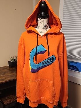 Orange Hooded Pullover with Bold Chenille Logo